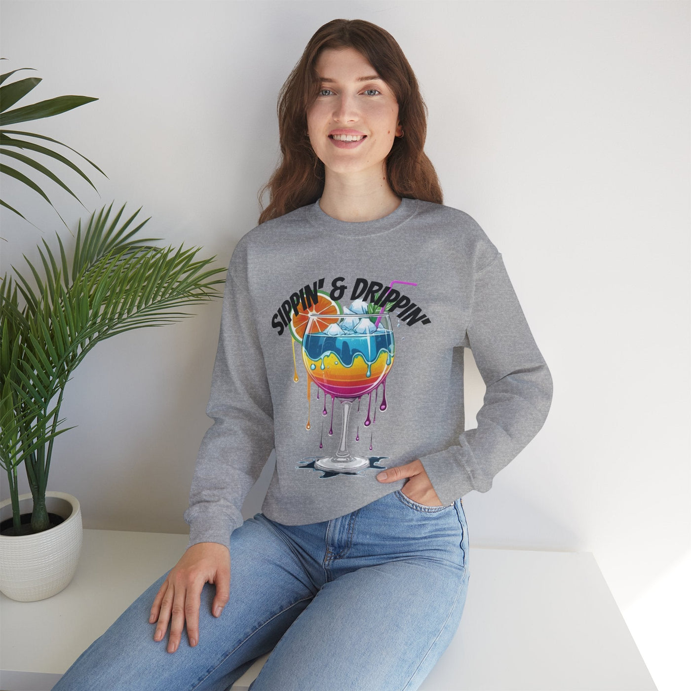 Vibrant Drink Inspired Sweatshirt - Summer Party Vibes Sweatshirt- Leah Tecx Design