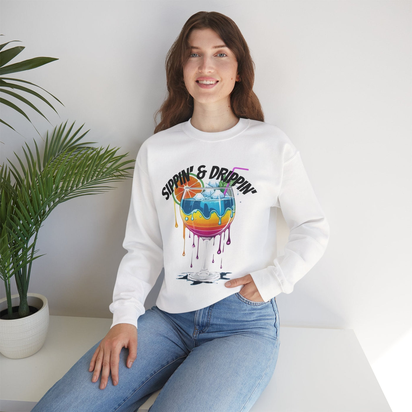 Vibrant Drink Inspired Sweatshirt - Summer Party Vibes Sweatshirt- Leah Tecx Design