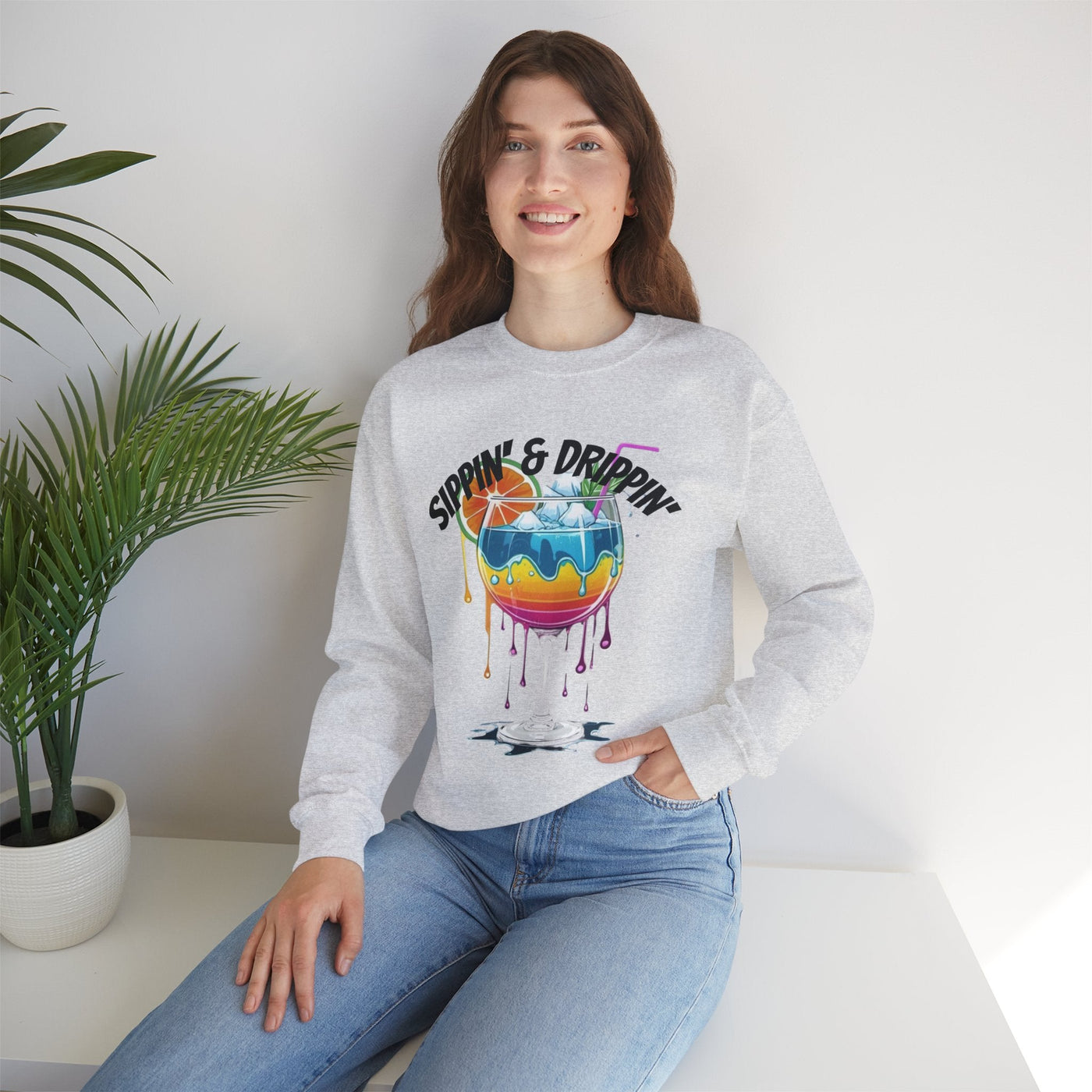 Vibrant Drink Inspired Sweatshirt - Summer Party Vibes Sweatshirt- Leah Tecx Design